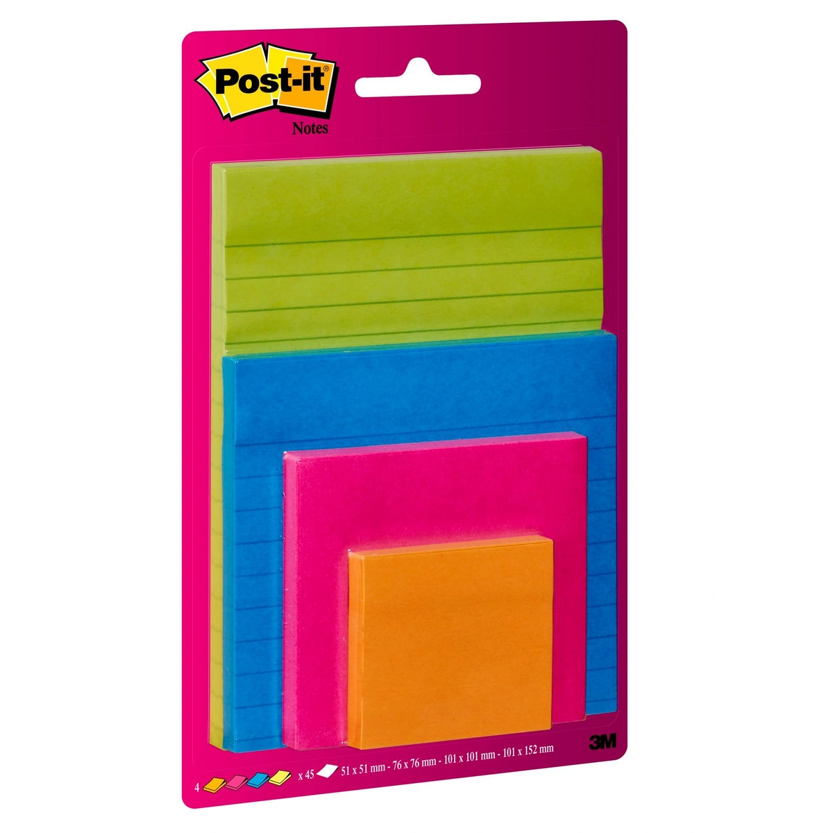 karteczki post-it super sticky rozne kolory podwojne linie 2 standardowe rozmiary 45 arkuszy w bloczku 4 bloczki opak 100 pefc